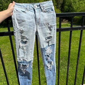 American Eagle Outfitters Two-Tone High-Rise Jegging Size 0